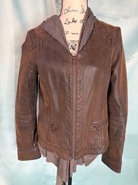 Anthropologie Hei Hei Layered Causeway Vegan Learher Jacket Sz. M